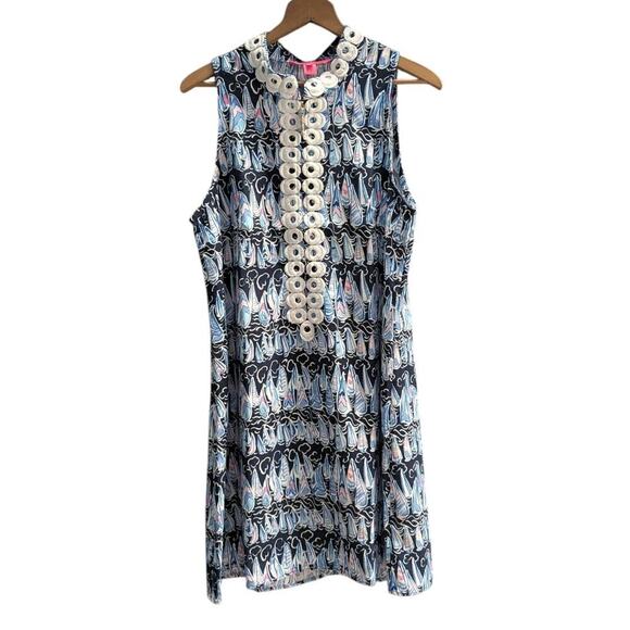 Lilly Pulitzer Jane Low Tide Navy Sails And Stripes Size 10 Shift Dress T - Picture 1 of 4